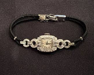 Art deco womens' Hamilton wristwatch, diamond and platinum