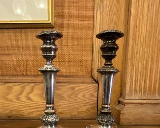 Sterling weighted candlesticks, pair