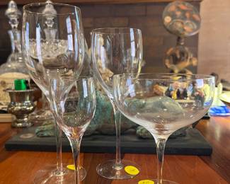 Antique crystal stemware set---4 different glass styles in this set. They're gorgeous!