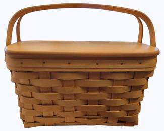 100 - 2001 Longaberger Sewing Notions Basket w/ lid includes plastic protector 7 x 11.5 x 9
