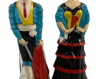 2284 - Pair Figural Glass Bottles 12"
