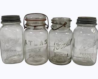 2334x - 4 Vintage Mason Jars 8"
