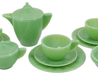 87 - 13pc Jadeite Child's Tea Set
