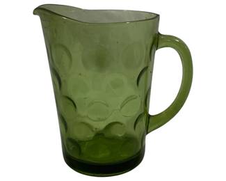 2010 - Vintage Hazel Atlas Avocado Green Glass Pitcher 8.25" tall
