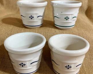 2054 - 4 Longaberger Woven Traditions 2" Votives 1 - Green 3 - Blue
