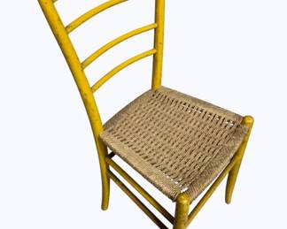 6110 - Yellow Painted Woven Seat Chair 33 x 15 x 15
