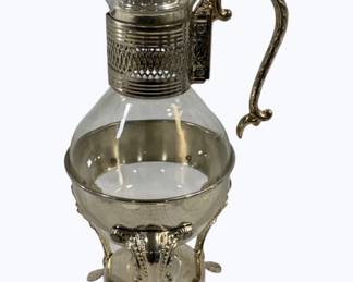 2786 - Silver Plate & Glass Carafe 14.5"
