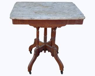 3545 - Antique Marble Top Table - 28 x 20 x 30
