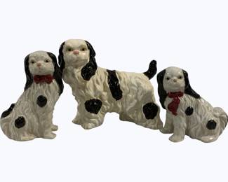 4021 - 3 Ceramic Dog Figurines 9", 10.5", 12"
