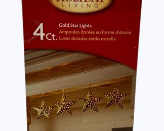2175 - Holiday Living Gold Star Lights in box used as-is electric/electronic/mechanical item - no guarantee all components, untested
