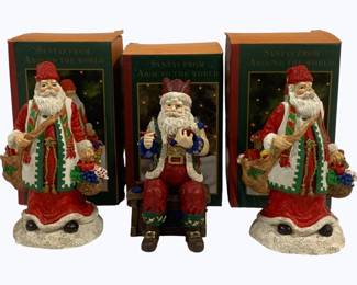 4035x - 3 Santas From Around the World Figures w/ Boxes 6"
