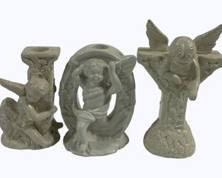 2225 - JOY Angel Figural Candleholder Set 7"
