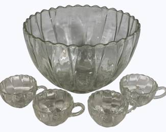 2235 - 5pc Punch Bowl set Bowl - 11" round cups - 2.5" tall
