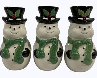 4116 - 3 Ceramic Snowman Banks 7.25"
