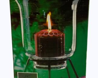 4057x - Elements Footed Hurricane Candle Lamp in Box 11"
