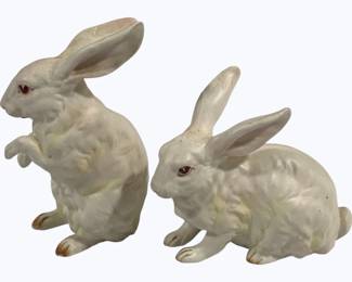 4006 - Pair Lefton Ceramic Rabbit Figures 6"
