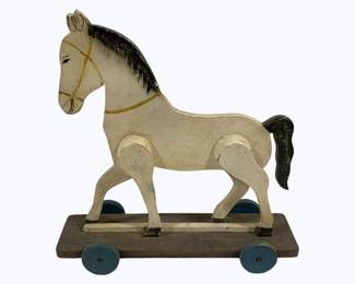 4067 - Wooden Rolling Horse Decor 16 x 16.5 x 6
