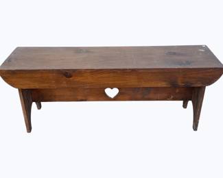 3547 - Wood Bench w/ heart cutout - 48 x 13 x 18
