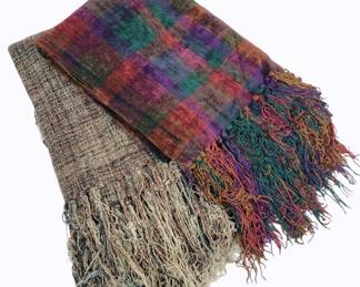 1000 - Two Fringed Throws Crate & Barrel - Stockholm Throw - 40 x 70 Pink & Purplet Throw - 48 x 60
