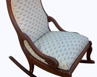 3544 - Vintage Upholstered Rocking Chair 19 x 32 x 37
