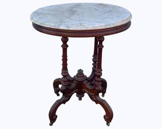 3550 - Antique Victorian Marble Top Parlor Table 24 x 18 x 30
