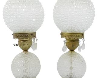 89 - Pr Vintage Glass Globe Lamps 20" as-is electric/electronic/mechanical item - no guarantee all components, untested
