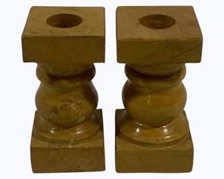 4095 - Pair Marble Candleholders 4"
