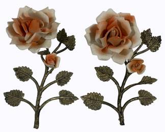 2073 - 2 Ceramic & Metal Flowers - 6" long
