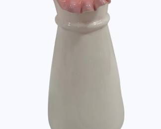 4012 - Fenton Ruffled Fenton Peach & White Vase 9.5"
