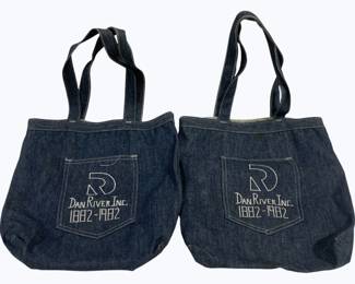 4028 - 2 Vintage Dan River Inc Denim Bags 14 x 14
