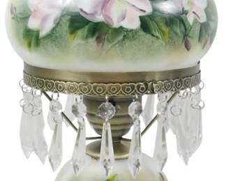 94 - Painted Lamp w/ Prisms 17.5" as-is electric/electronic/mechanical item - no guarantee all components, untested
