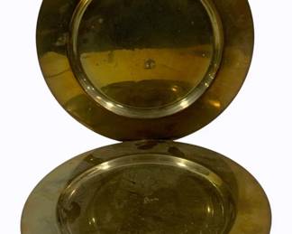 3362 - 2 Brass Chargers - 12" round
