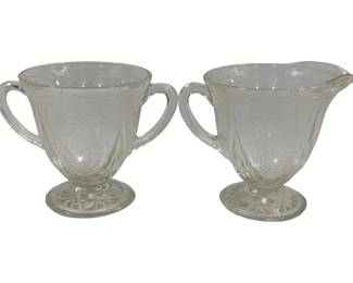2011 - Vintage Hazel Atlas Sugar & Creamer Set Etched Depression Glass
