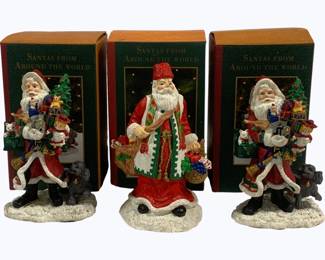 4036x - 3 Santas From Around the World Figures w/ Boxes 6"