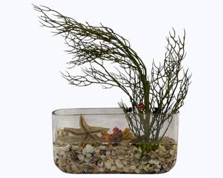 2887 - Glass Vase w/ faux plant decor -16 x 21
