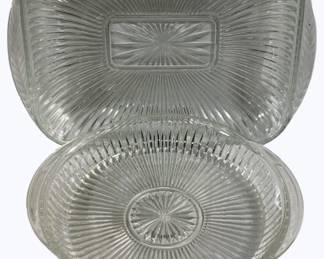 2796 - 2 Glass Dishes 11" round, 14 x 10
