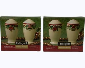 4097x - 2 Pfaltzgraff Salt & Pepper sets in Boxes Holiday Garland
