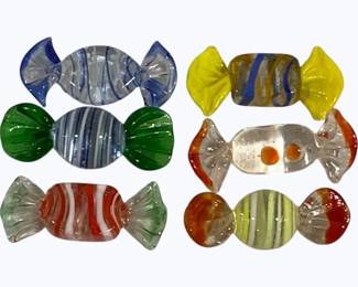 4017 - 6 Assorted Murano Glass Candies 2.25"

