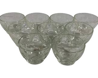 2032 - 9 Vintage Thumbprint Glass Dessert Bowls 3.5 x 2.5
