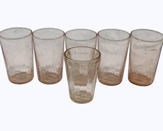 2230 - 6 Pink Depression Glass Tumblers 3.5"
