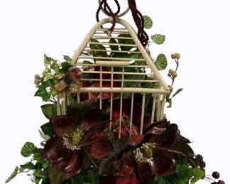 3026x - Wood Birdcage w/ artificial vines & flowers 25 x 12
