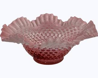 4034 - Fenton Opalescent Cranberry Hobnail Bowl 4 x 10
