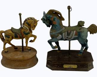 2214 - 2 Carousel Horse Figures 10" & 11"
