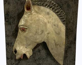 4094 - Carved Wooden Art w/ Horse 18 x 14
