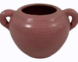 3360 - Vintage Glazed Pottery 2-handled Vase 8.5 x 6
