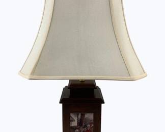 3562 - Lamp w/ hunt scene - 27" tall used as-is electric/electronic/mechanical item - no guarantee all components, untested
