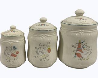 4139 - 3pc International Stoneware Canister Set 7, 8 &9"
