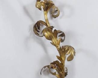 53 - Vintage Italianate Gilt Leaf Sconce 37" used as-is electric/electronic/mechanical item - no guarantee all components, untested
