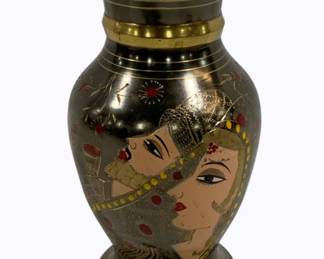 2749 - Brass Vase w/ Indian Wedding Couple 8.25

