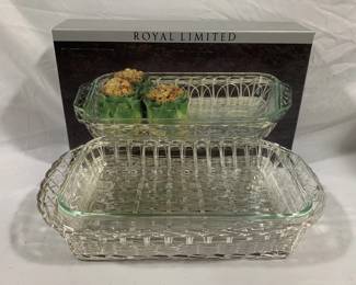 4072x - Royal Limited Serving Dish w/ Metal Holder in Box 3 x 14 x 9
